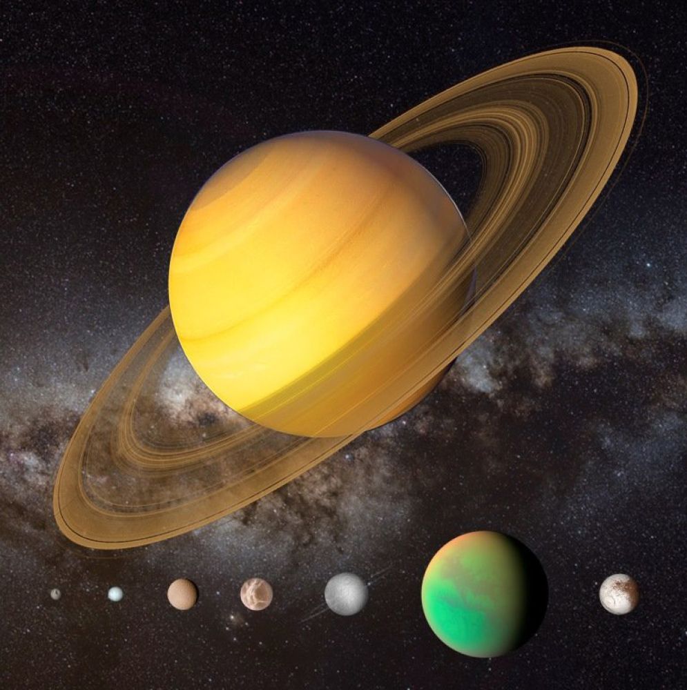 Měsíce Saturnu 3D