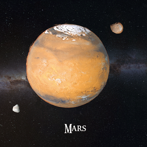 Mars s měsíci 3D